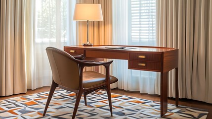 Midcentury Desk with Chair, and Sunny Room.