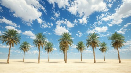 Fototapeta premium Serene Oasis Palm Trees Under a Vast Blue Sky