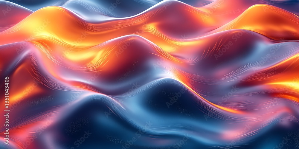 Aufkleber abstract smooth waves with orange and blue gradient color rendering