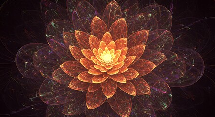 Stunning Orange Fractal Flower Art Print Digital Download
