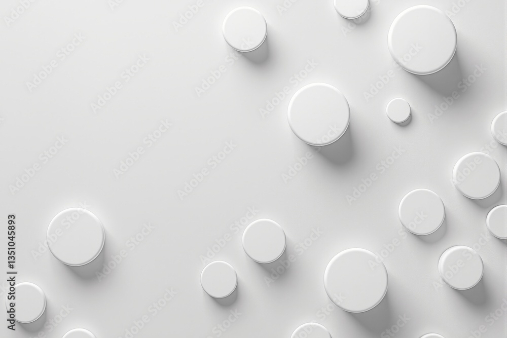 Poster abstract white cylinders casting shadows on a bright background. minimal design with a creative, mod