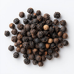 Obraz premium Artistic representation of black pepper with focus on its natural properties against white space.