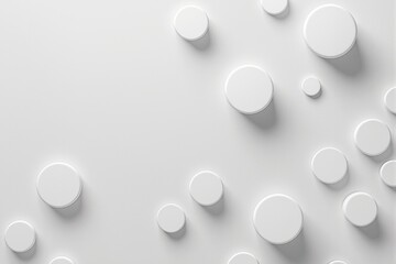 Abstract white cylinders casting shadows on a bright background. Minimal design with a creative, modern style. Concept of simplicity and geometry. Ai generative