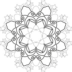 Circular pattern in the form of a mandala. Henna tatoo mandala. Mehndi style. Decorative pattern in oriental style. Coloring book cover