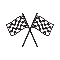 Two crossed checkered flags silhouette. Racing flag vector. Perfect for sports and finish line designs.