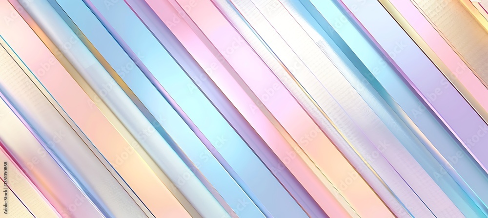 Aufkleber backdrop featuring diagonal stripes that transition from pastel to metallic shades – empty template 