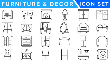 Furniture icons. Vector illustration.