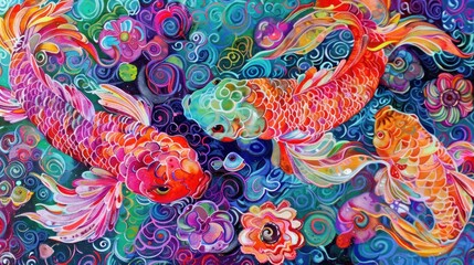  underwater life scene decorated with fish and plants