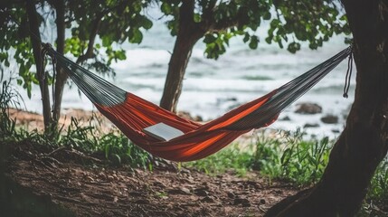 Tranquil Hammock Scene Relaxation by the Ocean