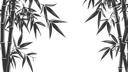 Obraz premium Simple Bamboo Branches, Elegant Asian Design, Background Image, for Posters or Presentations