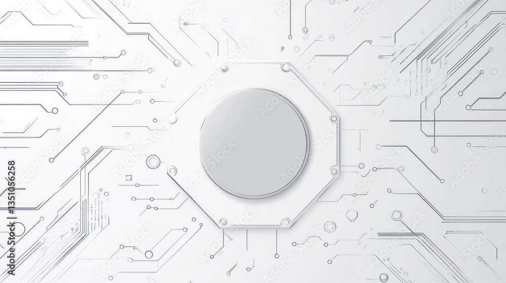 Poster Abstract circuit board technology background with central circle