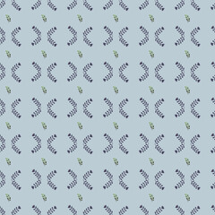 Seamless Pattern of Blue and Green Leaves on Light Background