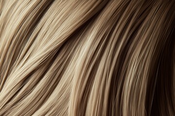 Naklejka premium Close-up view of smooth, flowing blond hair with various shades in natural light during daytime
