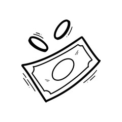 Hand Drawn Money Illustration. Doodle Vector. Isolated on White Background - EPS 10 Vector