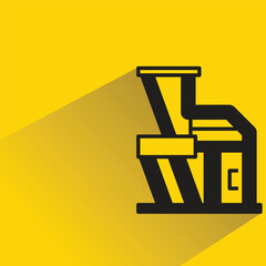 modern house building icon with shadow on yellow background