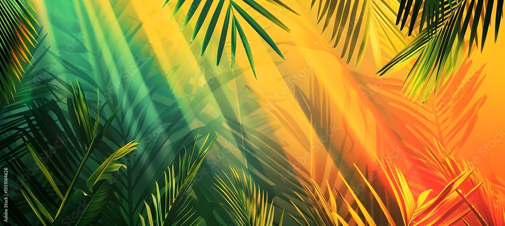Aufkleber background of diagonal stripes transitioning from autumnal colours to tropical tones – empty templat