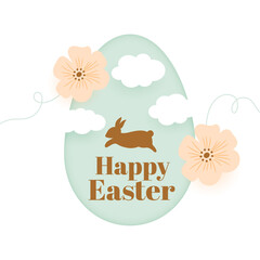 happy easter wishes card with bunny and flower design