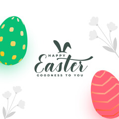 Fototapeta premium elegant happy easter white background with colorful eggs