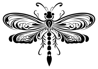 Art Nouveau dragonfly Graphic Accents, vector illustration, vintage elements	