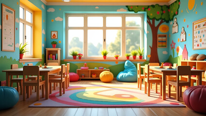 Colorful and Playful Kindergarten Classroom Design for Kids