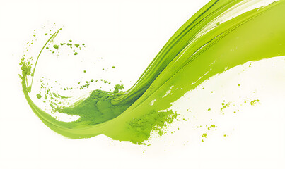 Illustration of matcha tea leaves, harvesting, processing, traditional tools, tea ceremonies, matcha beverages, desserts, and green tea plantations on a white background.