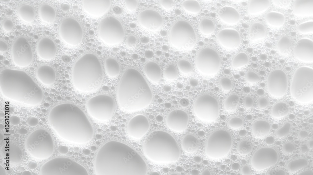 Poster white foam texture with many bubbles of varying sizes. use it for hygiene, detergent, or science bas