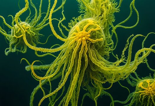 Microscopic View of Yellow-Green Algae