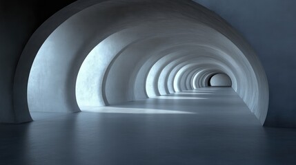 A series of arched hallways create a long, light-filled tunnel