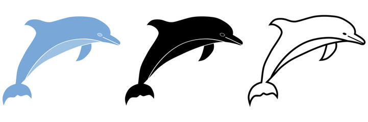 Dolphin - Colors, Silhouette & Outline © Fabrice