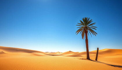 Desert Palm Tree Landscape Stunning Sahara Sand Dunes