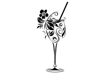 Art Nouveau cocktail Graphic Accents, vector illustration, vintage elements	