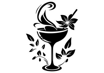 Art Nouveau cocktail Graphic Accents, vector illustration, vintage elements	