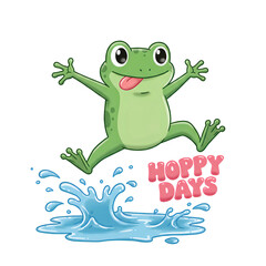 Naklejka premium Happy Frog Jumping in Water