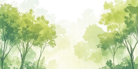 Lush Green Forest Landscape with Soft Mist in Background