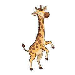 Fototapeta premium Cute Happy Giraffe Standing on Two Legs
