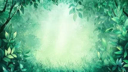 Enchanting Green Forest Magical Nature Background
