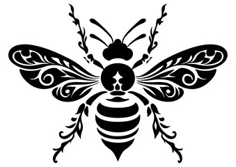Art Nouveau bee Graphic Accents, vector illustration, vintage elements	
