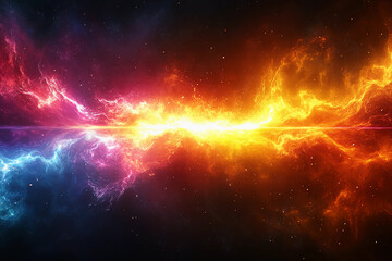 Fototapeta premium Focused Beam of Light Cutting Through a Chaotic, Colorful Backdrop, Symbolizing Precision and Accuracy in Hitting a Target, Mastery in Marksman Skills
