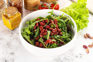 Red canned beans with arugula