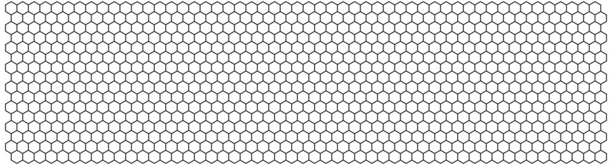 Abstract black hexagon technology, or honeycomb pattern with editable stroke isolated on white background. Geometric shape elements for presentation design. Suit for corporate, technology, business