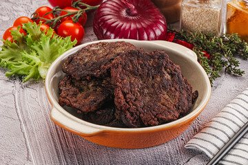 Liver pancakes in the bowl