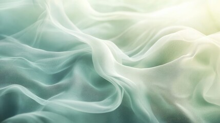Obraz premium Light teal sheer fabric draped, soft lighting, abstract texture