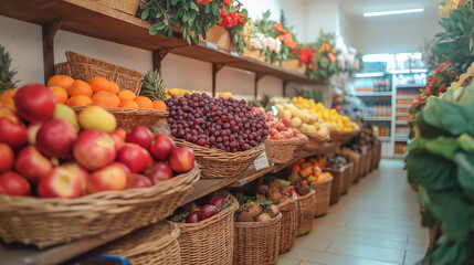 Obraz premium Vibrant display of fresh fruits at a local market