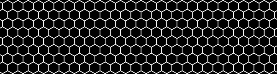 Abstract black hexagon technology, or honeycomb pattern with editable stroke isolated on white background. Geometric shape elements for presentation design. Suit for corporate, technology, 