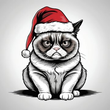 Grumpy Cat in Santa Hat for Christmas