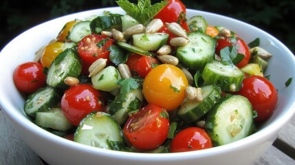 Fresh Cucumber and Tomato Salad with Seeds