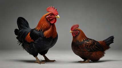 Fototapeta premium Black and Red Chicken Isolated on Transparent Background