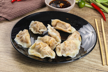 Asian steamed dumplings with meat