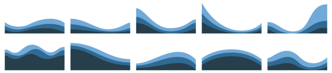 Set of Blue Wave Footer Vector