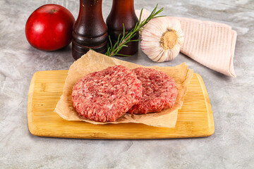 Raw round beef cutlet minced meat